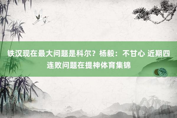 铁汉现在最大问题是科尔？杨毅：不甘心 近期四连败问题在提神体育集锦