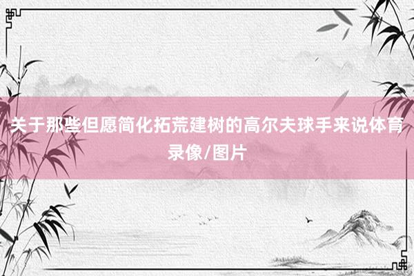 关于那些但愿简化拓荒建树的高尔夫球手来说体育录像/图片