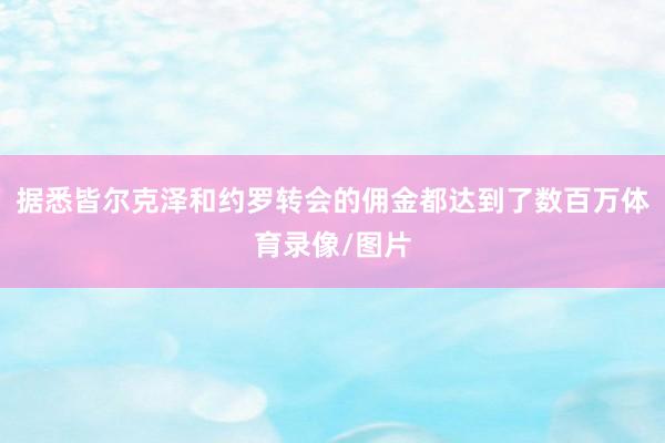 据悉皆尔克泽和约罗转会的佣金都达到了数百万体育录像/图片