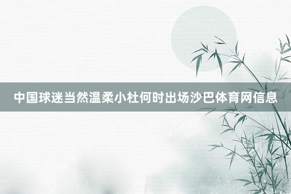 中国球迷当然温柔小杜何时出场沙巴体育网信息
