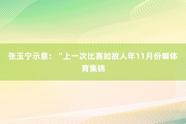 张玉宁示意：“上一次比赛如故人年11月份嘛体育集锦