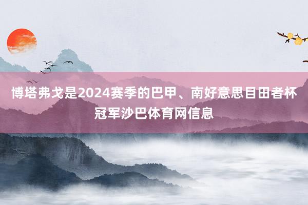 博塔弗戈是2024赛季的巴甲、南好意思目田者杯冠军沙巴体育网信息