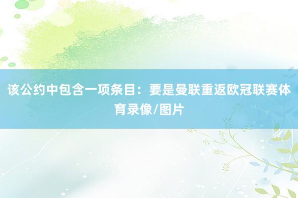 该公约中包含一项条目:要是曼联重返欧冠联赛体育录像/图片