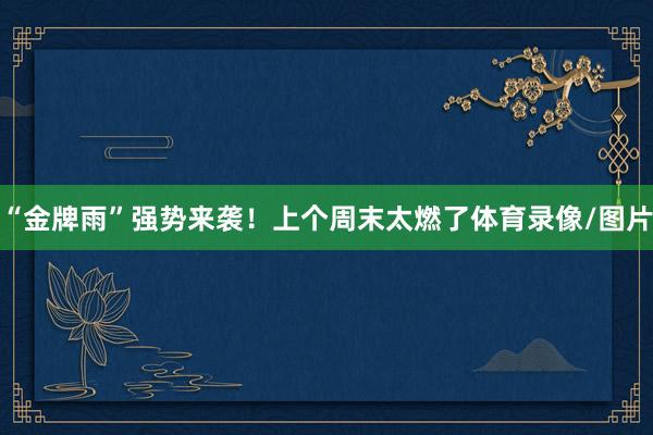 “金牌雨”强势来袭！上个周末太燃了体育录像/图片
