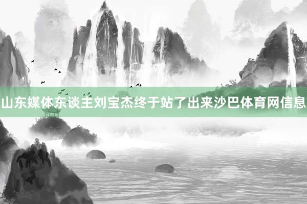 山东媒体东谈主刘宝杰终于站了出来沙巴体育网信息