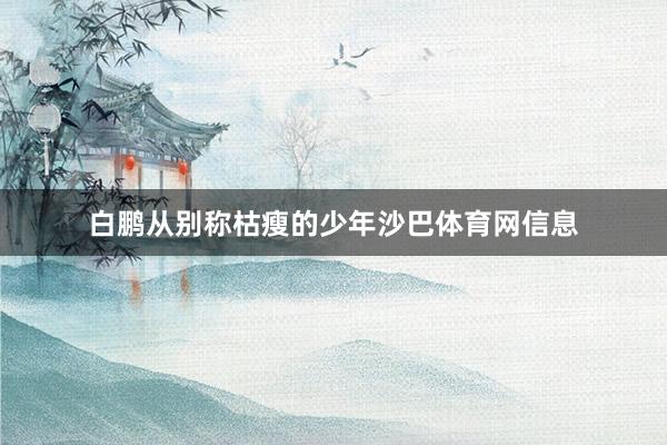 白鹏从别称枯瘦的少年沙巴体育网信息
