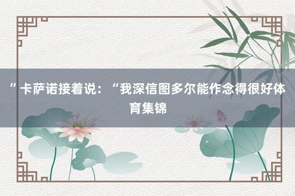 ”卡萨诺接着说:“我深信图多尔能作念得很好体育集锦