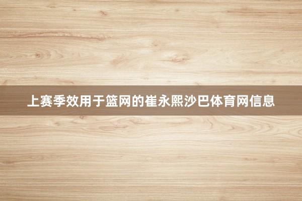 上赛季效用于篮网的崔永熙沙巴体育网信息
