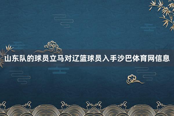 山东队的球员立马对辽篮球员入手沙巴体育网信息